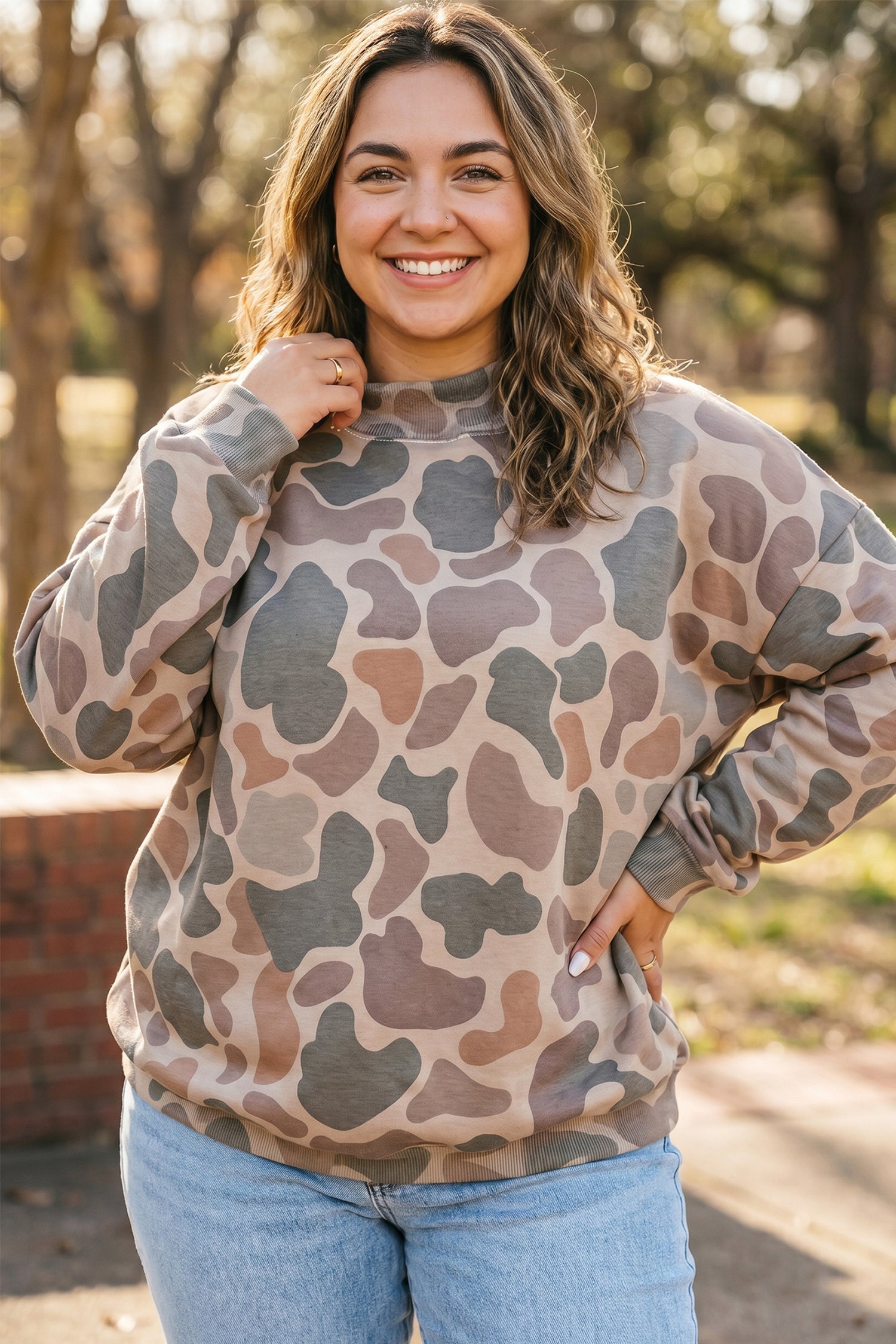 Cozy Camo Sweatshirt- plus size