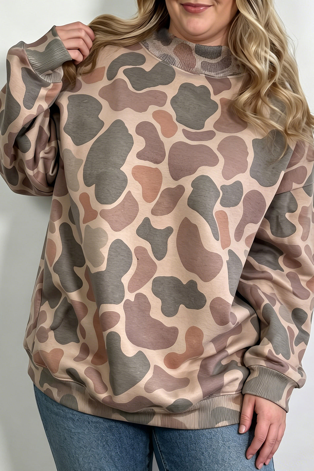 Cozy Camo Sweatshirt- plus size
