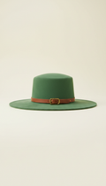 Cactus Green Suede Wide-Brim Hat